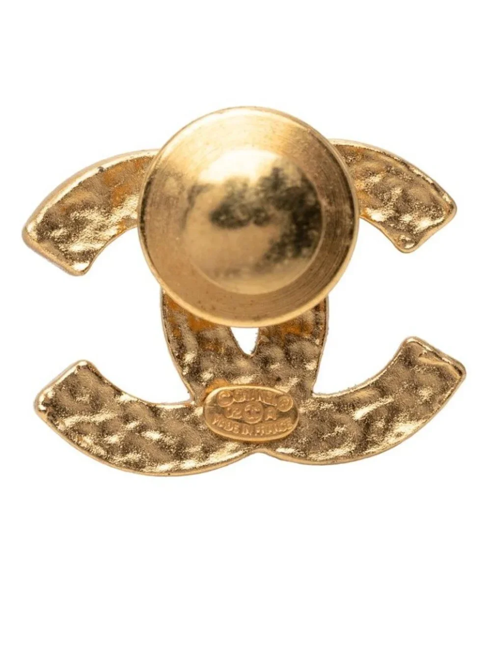 Chanel CC Logo Brooch Pin Gold Black Plated